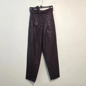 Blank NYC Vegan Leather Paper Bag Pants Burgundy Size 26